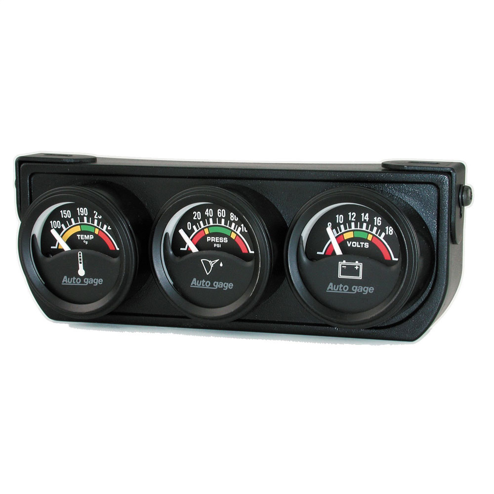 Photo for Auto Meter Gauge Set 2391; Auto Gauge Electric Water Temp, Volts, Oil Pressure Black Panel 