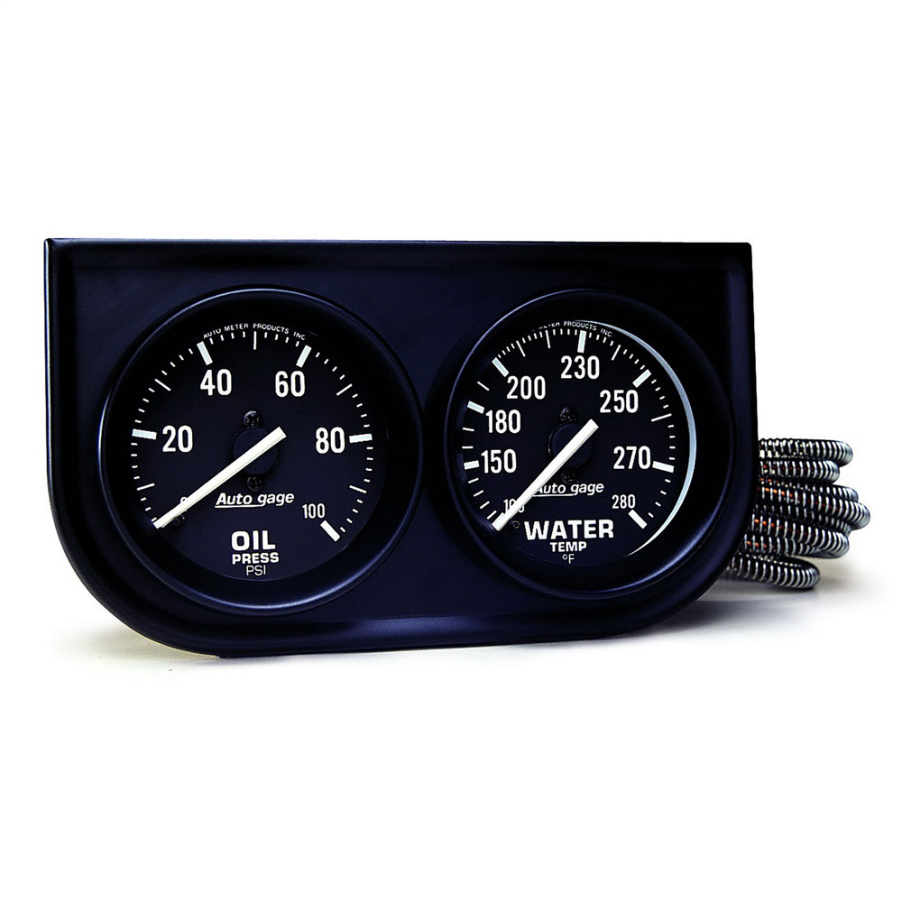Photo for Auto Meter Gauge Set 2392; Auto Gauge Water Temp, Oil Pressure Black Panel 