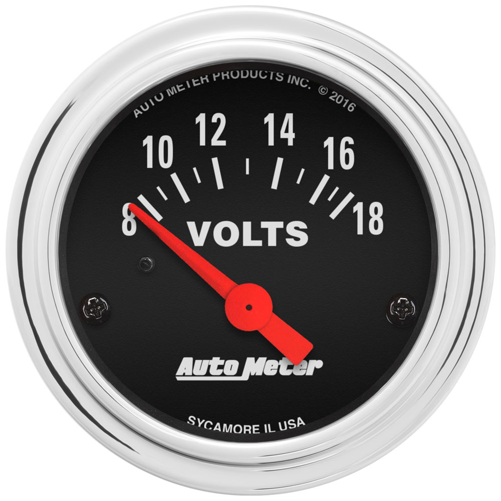 Photo for Auto Meter Voltmeter Gauge 2592; Traditional Chrome Voltmeter 8 to 18 Volt 2-1/16 in. Short Electric