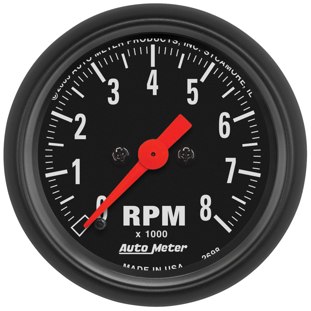 Photo for Auto Meter Tachometer Gauge 2698; Z Series 0 to 8000 RPM 2-1/16 in. Electric