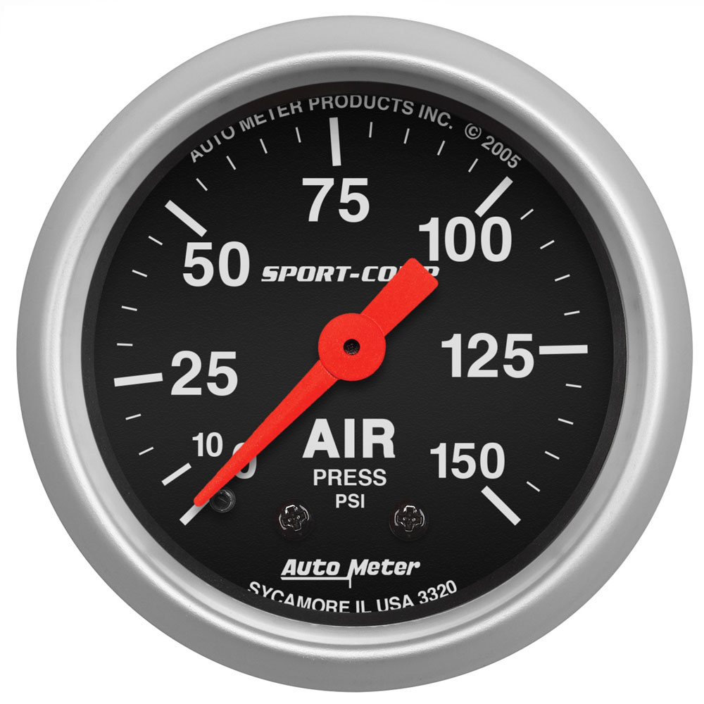 Photo for Auto Meter Air Pressure Gauge 3320; Sport Comp Air Pressure 0 to 150 PSI 2-1/16 in. Full Mechanical