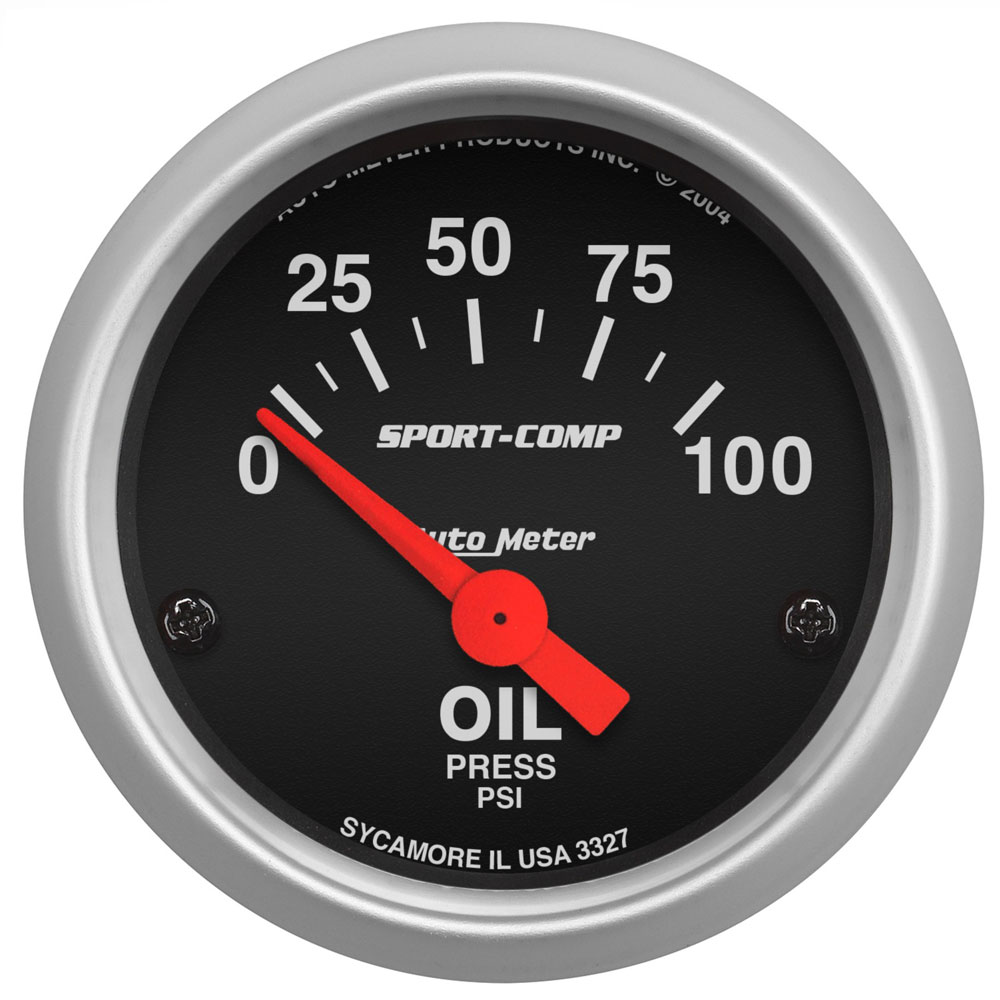 Photo for Auto Meter Engine Oil Pressure Gauge 3327; Sport Comp Oil Pressure 0 to 100 PSI 2-1/16 in. Short Electric