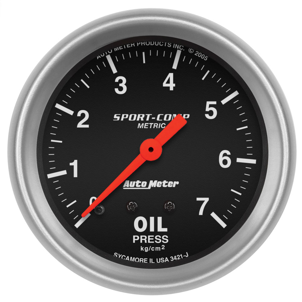 Photo for Auto Meter Engine Oil Pressure Gauge 3421-J; Sport Comp Oil Pressure 0 to 7 kg/cm2 2-5/8 in. Full Mechanical 