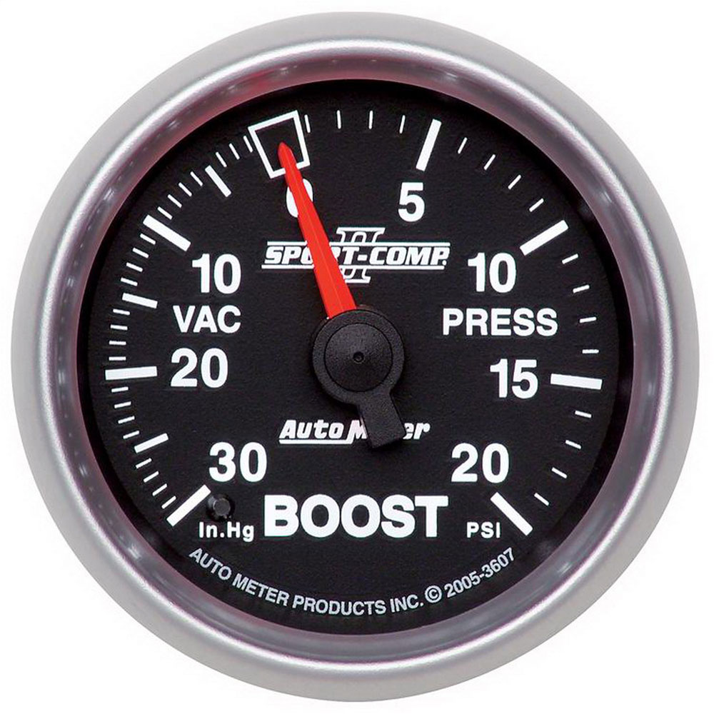 Photo for Auto Meter Multi Purpose Boost/Vacuum Gauge 3607; Sport Comp II Boost, Vacuum 30 inHg to 20 PSI 2-1/16 in. Full