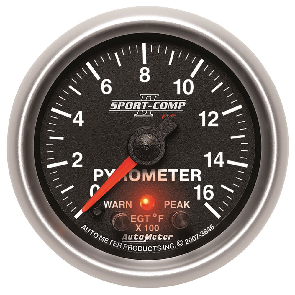 Photo for Auto Meter Boost/Pyrometer Gauge 3646; Sport Comp II 0 to 1600 deg. F 2-1/16 in. Electric