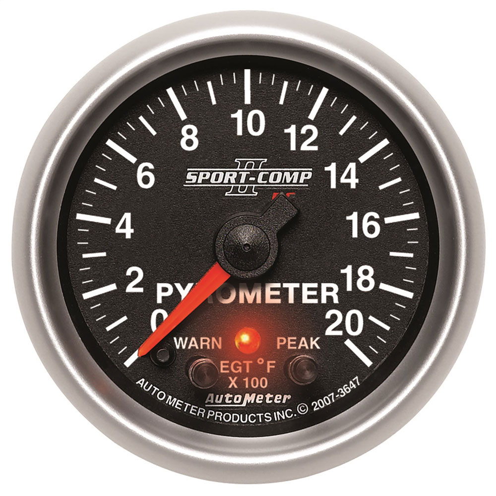 Photo for Auto Meter Boost/Pyrometer Gauge 3647; Sport Comp II 0 to 2000 deg. F 2-1/16 in. Electric 