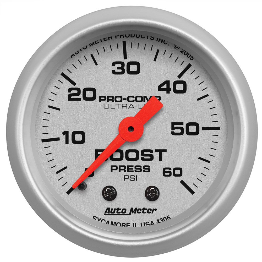 Photo for Auto Meter Boost Gauge 4305; Ultra Lite Boost 0 to 60 PSI 2-1/16 in. Full Mechanical 