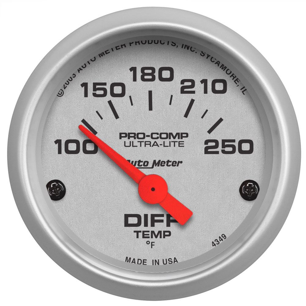 Photo for Auto Meter Differential Temperature Gauge 4349; Ultra Lite Differential Temperature 100 to 250 deg. F 2-1/16 in. Short Electric
