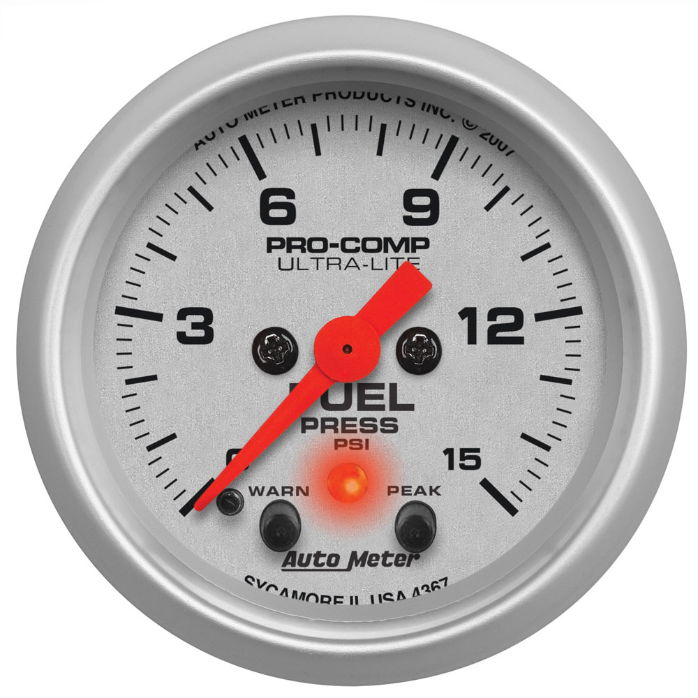 Photo for Auto Meter Fuel Pressure Gauge 4367; Ultra Lite Dash Mount 0 to 15 PSI 2-1/16 in. Full Electric