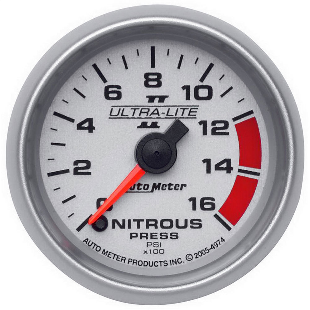 Photo for Auto Meter Nitrous Oxide Pressure Gauge 4974; Ultra Lite II Nitrous Pressure 0 to 1600 PSI 2-1/16 in. Full Electric