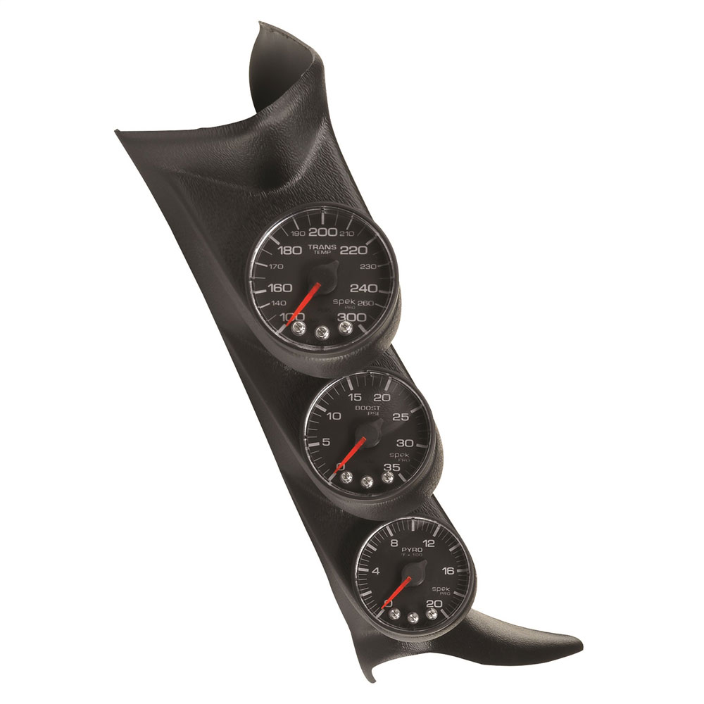 Photo for Auto Meter Gauge Set P73020; Spek Pro Boost, EGT, Trans Temp Black Black A Pillar Pillar Mount for 2001 to 2007 Chevy Silverado 6.6L Duramax