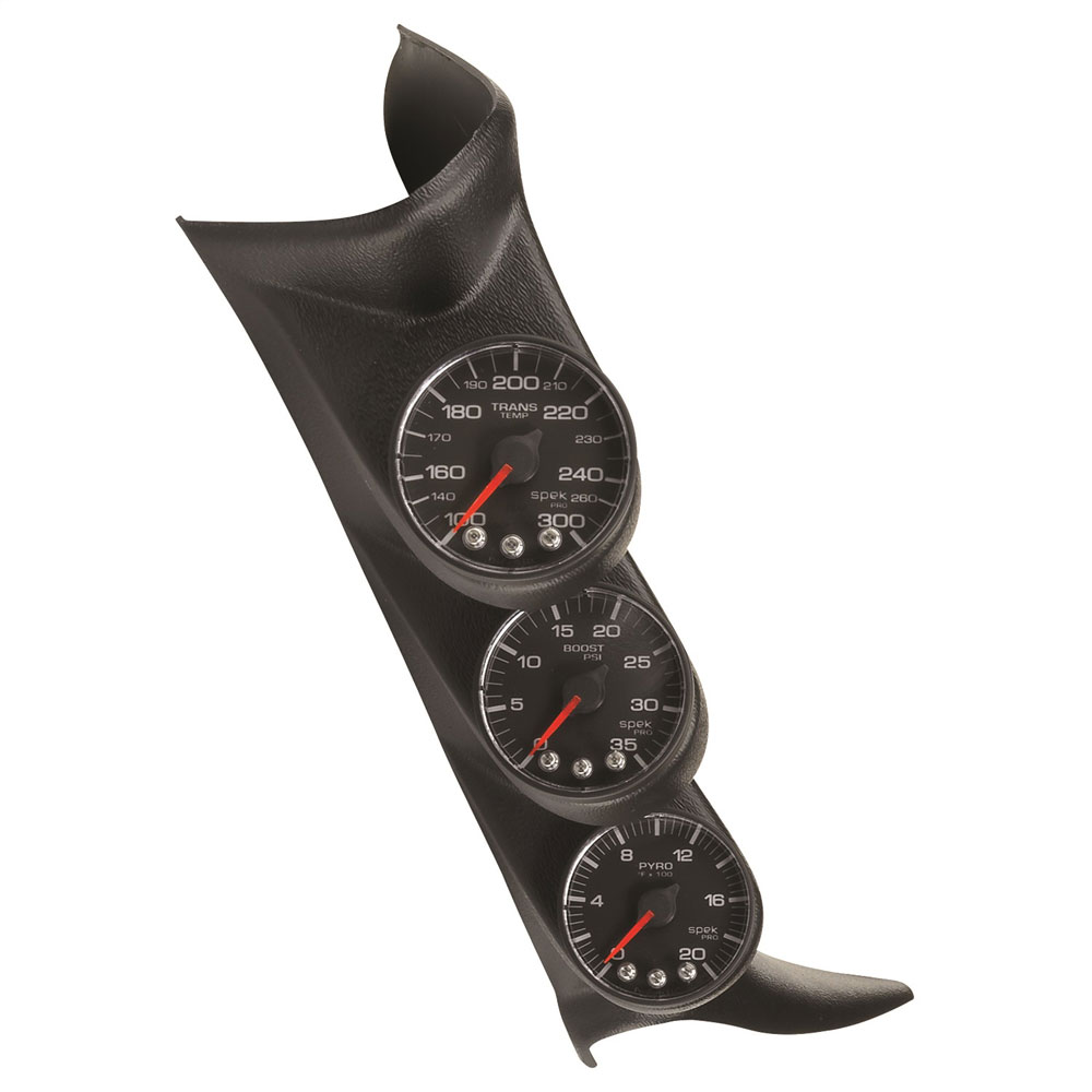 Photo for Auto Meter Gauge Set P73021; Spek Pro Boost, EGT, Trans Temp Black Black A Pillar Pillar Mount for 2001 to 2007 Chevy Silverado 6.6L Duramax