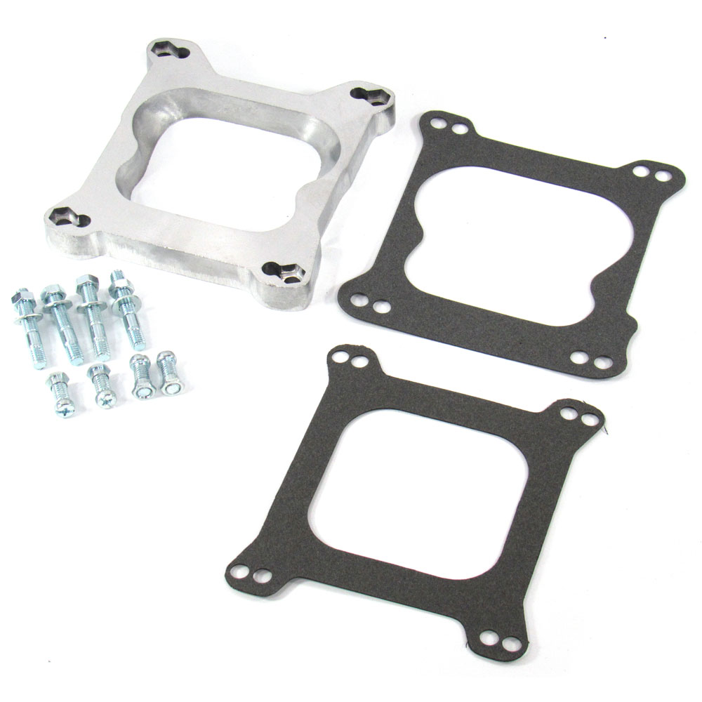 Bandit Accessories Carburetor Adapter Plate 2066; 0.750 in. Satin Cast Aluminum Spreadbore Square 