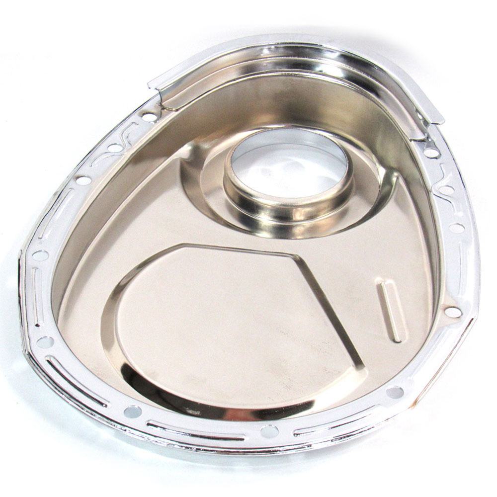 Bandit Timing Cover 4934; Chrome Steel for 1958 to 1986 Chevy 262 to 400 