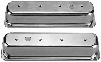 Bandit Accessories Valve Cover Set 6146-1; Plain Polished Aluminum for Chevy 262 to 400 