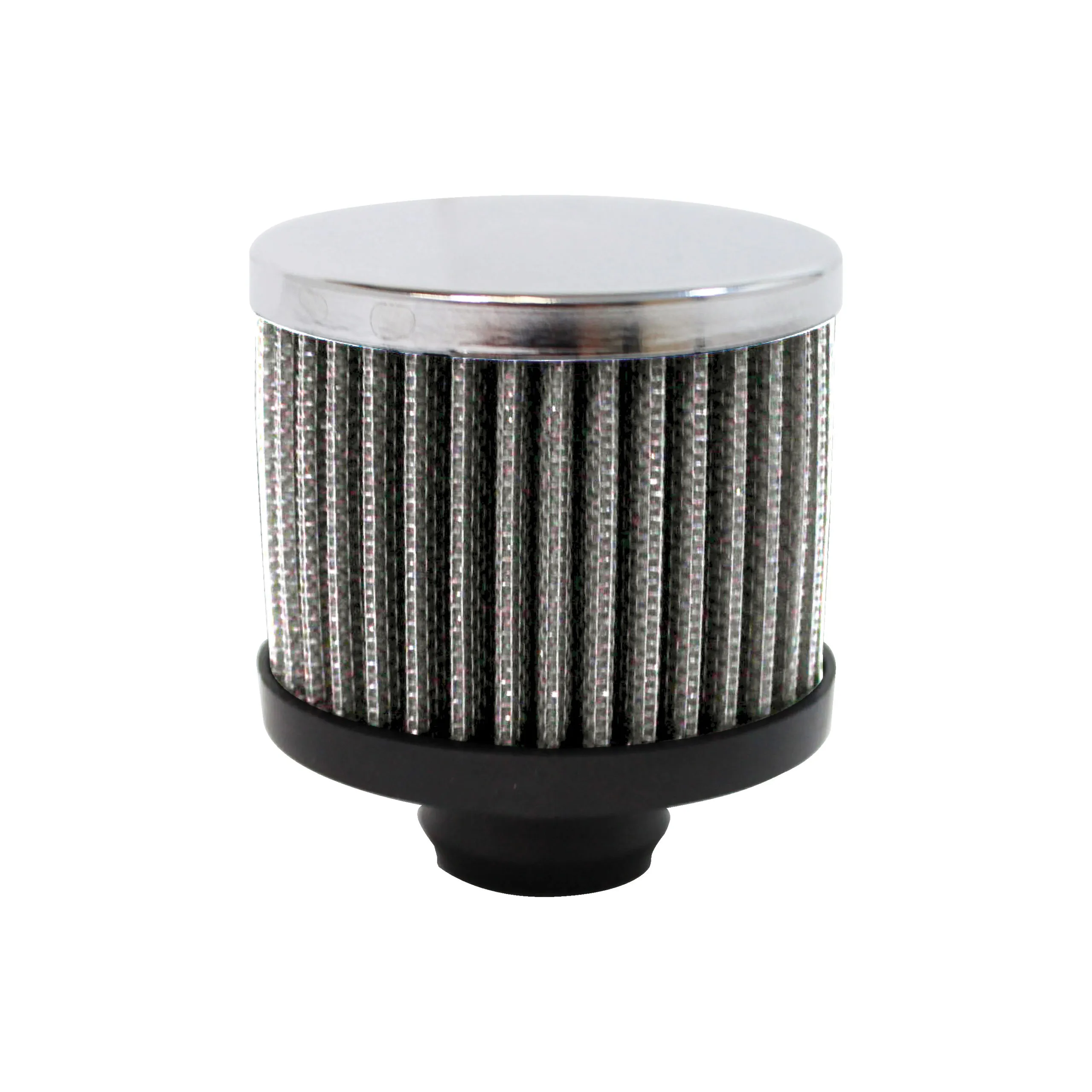 Bandit Valve Cover Breather 9308; Open Filter without Shield Round Chrome Rubber Base with Steel Top 