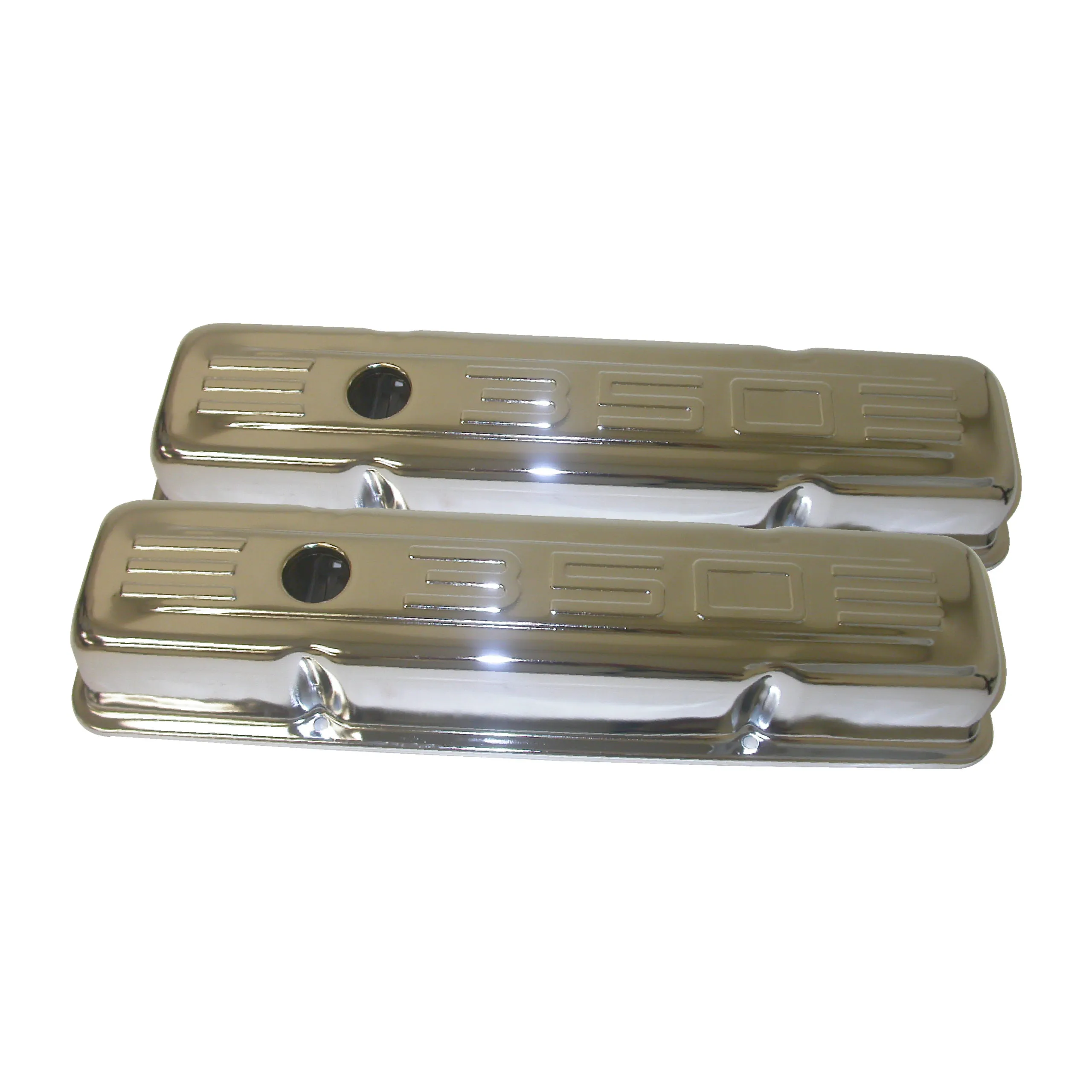 Bandit Valve Cover Set 9215 – Plain Chrome Steel Tall For Small Block Chevy SBC