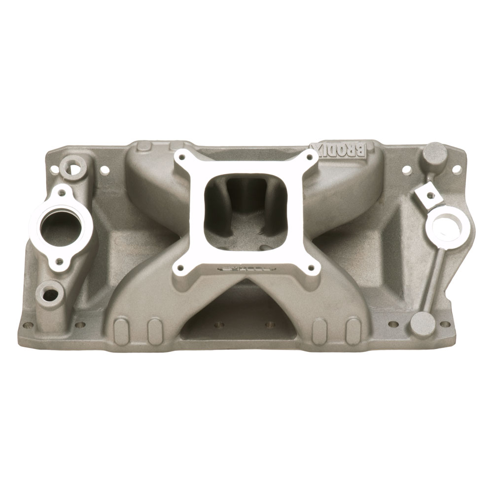 Photo for Brodix Intake Manifold BM1000; Single Plane Rectangular Single Plane 4000 to 8000 Satin Aluminum for Chevy 262 to 400 