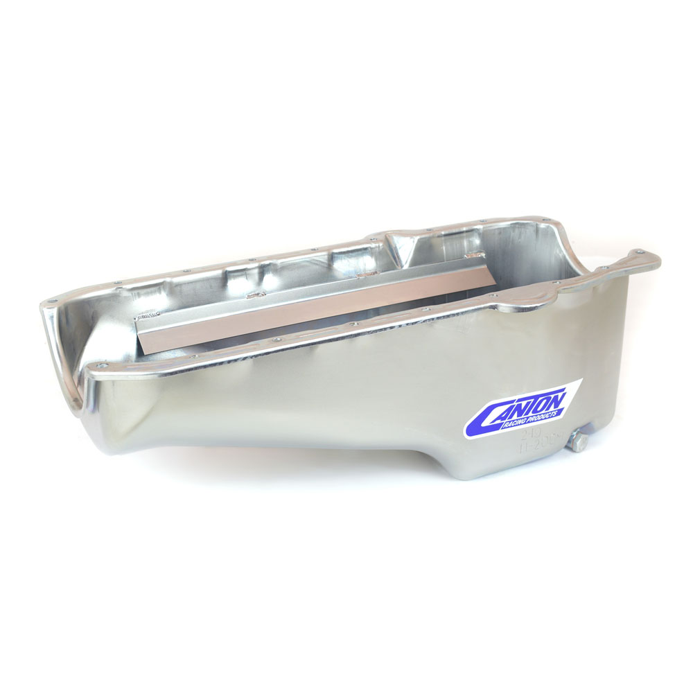 Canton Oil Pan 11-200M; Circle Track Wet Sump 5 Quart Clear Zinc Plated for 1980 to 1985 Chevy 262 to 400 