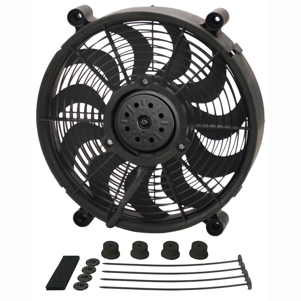 Derale Electric Fan 18214; High Output Single RAD High: 2100; Low: 1500 CFM Electric 14.000 in. Skewed 