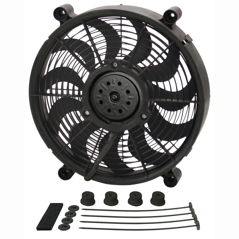 Derale Electric Fan 18214; High Output Single RAD High: 2100; Low: 1500 CFM Electric 14.000 in. Skewed 