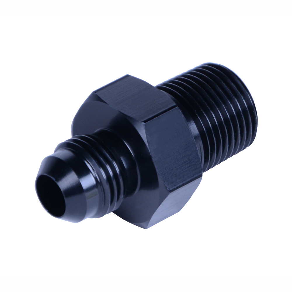 Derale Pipe Fitting 59206; AN to NPT Coupler Black -06AN Male 3/8 in. NPT Male Straight 