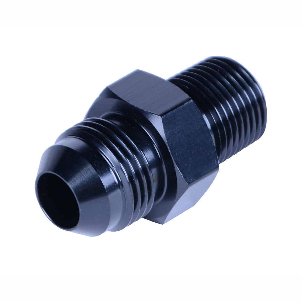Derale Pipe Fitting 59208; AN to NPT Coupler Black -08AN male 3/8 in. NPT male Straight 