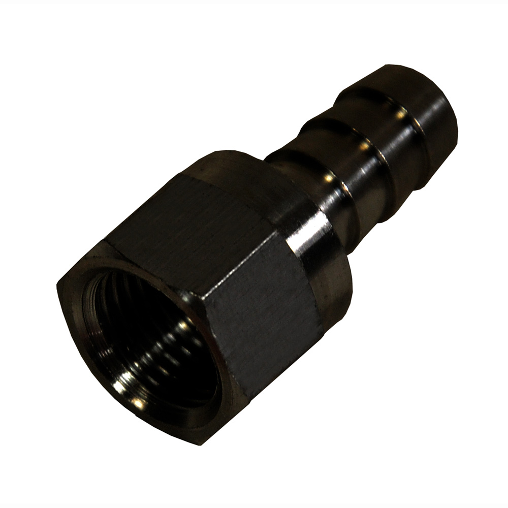 Derale AN Fitting 98200; AN to Hose Barb Adapter Black -06AN Female 3/8 in. Hose Barb Straight 