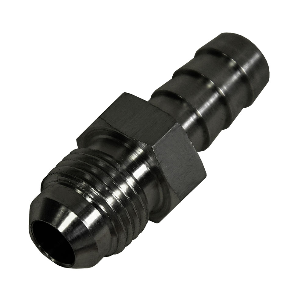 Derale AN Fitting 98204; AN to Hose Barb Adapter Black -06AN Male Straight 3/8 in. Hose Barb 