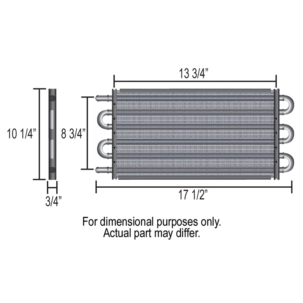 Derale Oil Cooler 13314; Series 7000 17.500 in. 8 Pass  Copper Tube, Aluminum Fin Tube and Fin 