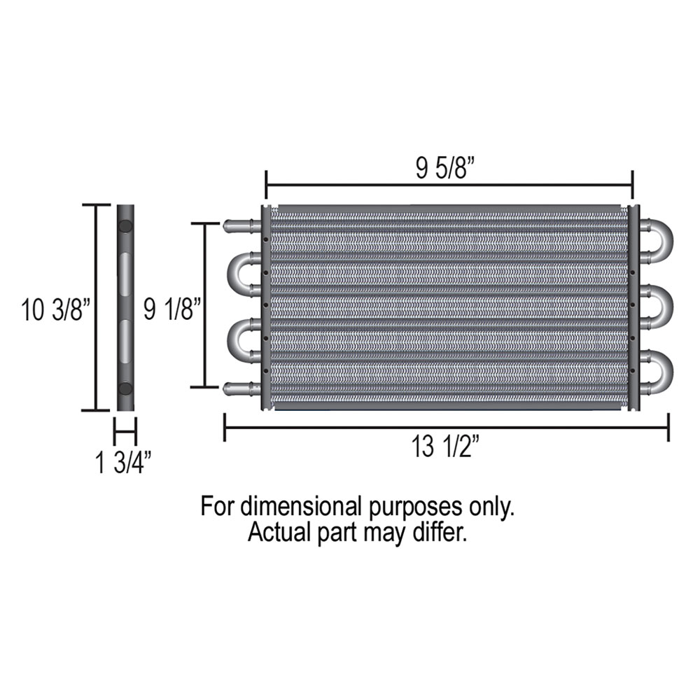 Derale Oil Cooler 15300; 13.500 in. 16 Pass Copper Tube, Aluminum Fin Tube and Fin 