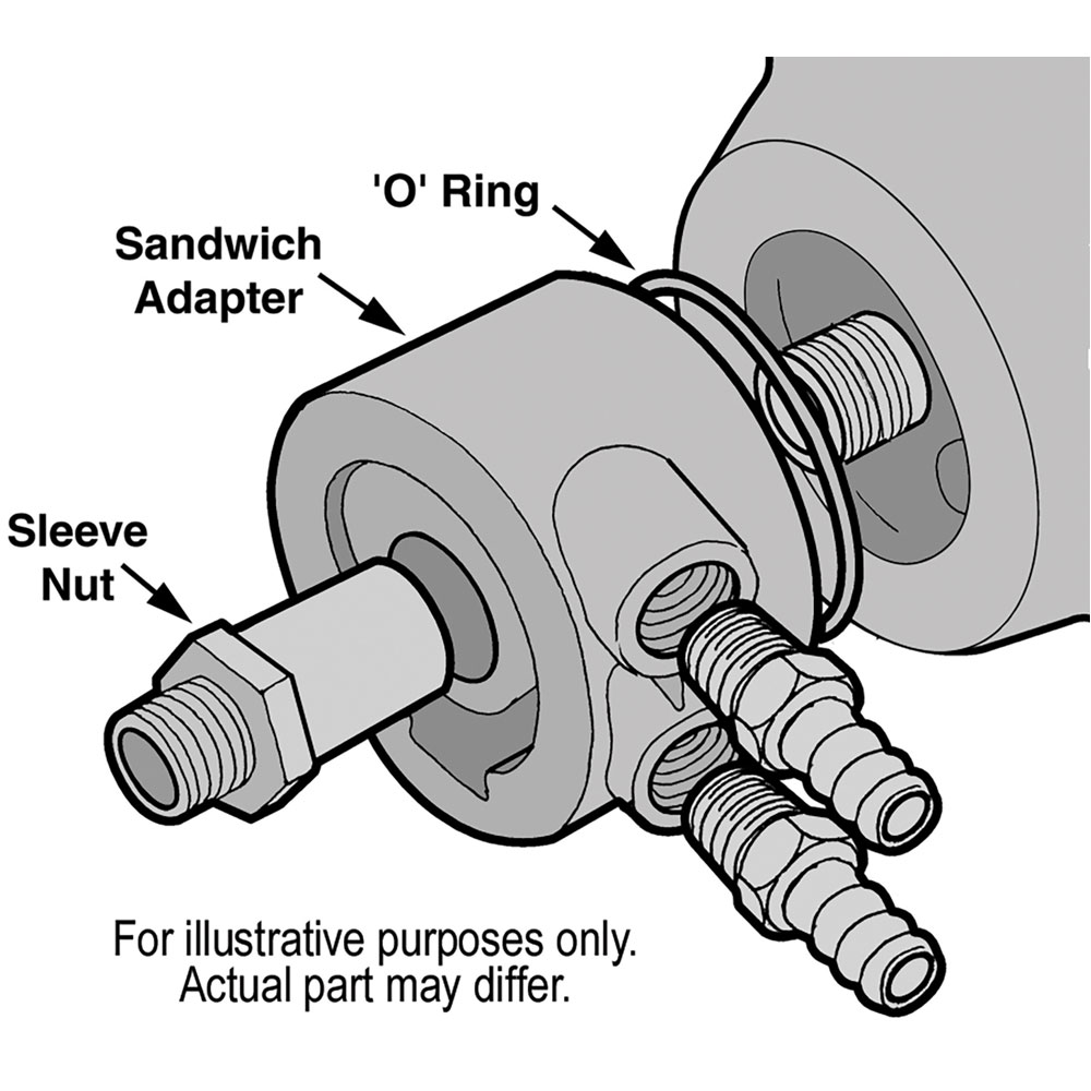 Derale Oil Filter Adapter 15720; Thermostatic Sandwich Adapter Kit 13/16 in. -16 Silver Aluminum Sandwich 