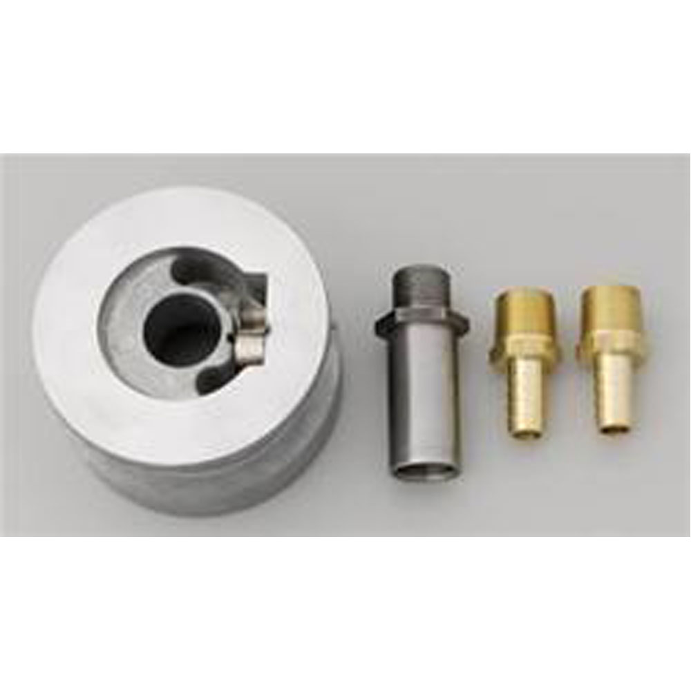 Derale Oil Filter Adapter 15720; Thermostatic Sandwich Adapter Kit 13/16 in. -16 Silver Aluminum Sandwich for GM 