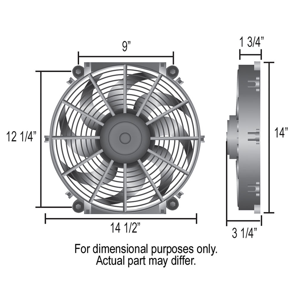 Derale Electric Fan 16014; Tornado 1350 CFM Electric 14.000 in. 