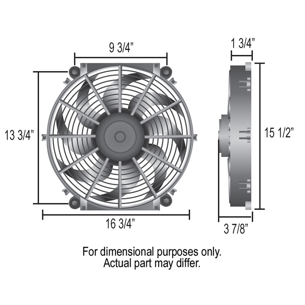 Derale Electric Fan 16016; Tornado 2175 CFM Electric 16.000 in. Skewed 