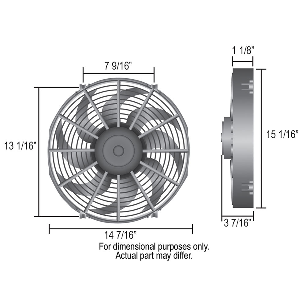 Derale Electric Fan 16114; H.O. Extreme 1864 CFM Electric 14.000 in. Curved 