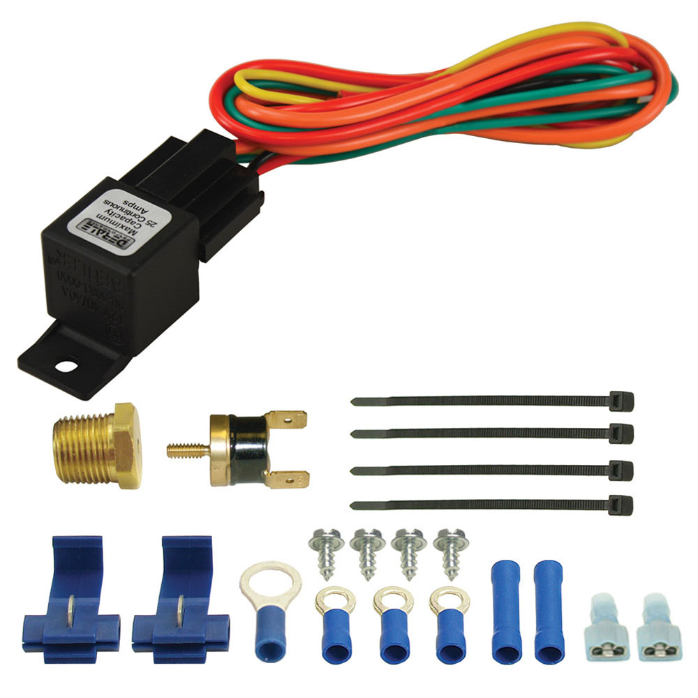 Derale Engine Coolant Fan Temperature Switch 16739; Single Stage Fan Controller 180 deg. F 1 Fan 3/8 in. -18 NPT Thread In 