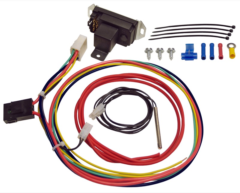 Derale Engine Coolant Fan Temperature Switch 16759; Deluxe Adjustable Controller Adjustable 150 to 240 deg. F Single Push In Probe 