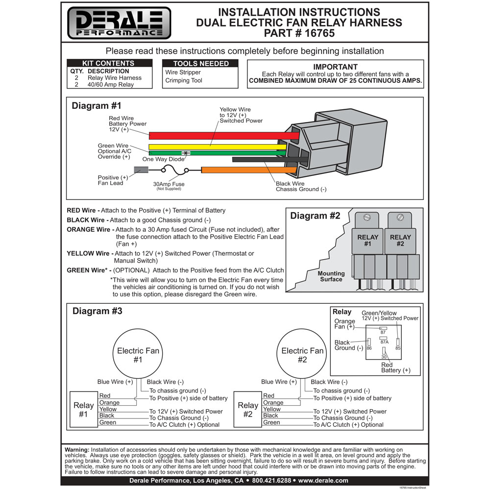 Photo for Derale Auxiliary Engine Cooling Fan Relay 16765; Dual Fan Relay 2 Fan