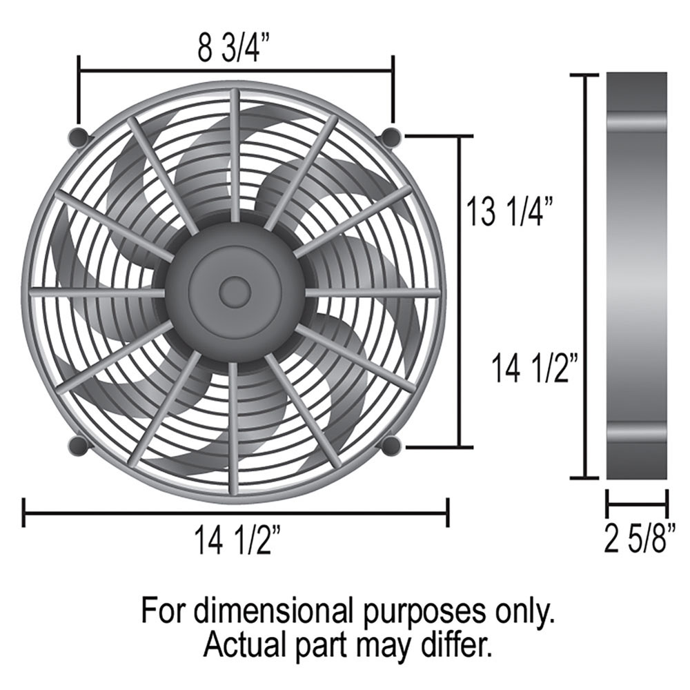 Derale Electric Fan 16913; High Output Single RAD High: 2100; Low: 1500 CFM Electric 14.000 in. 