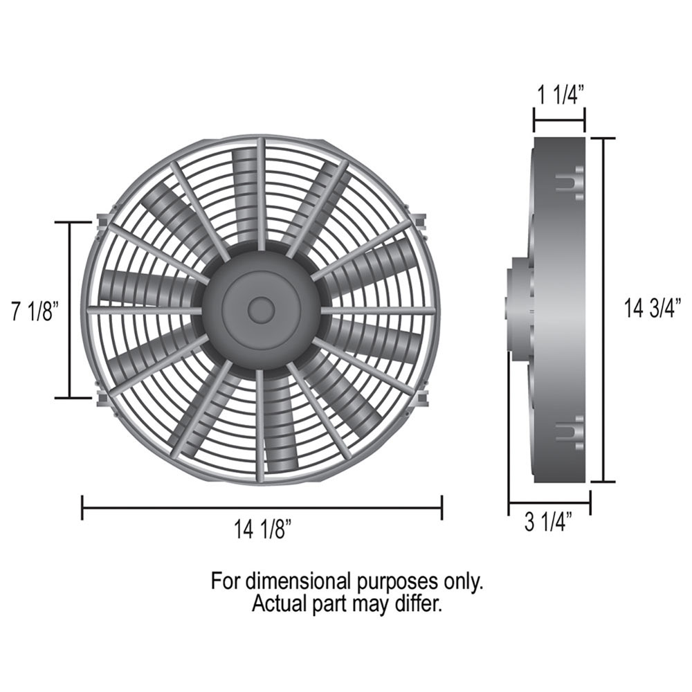 Derale Electric Fan 16914; DynoCool Electric 14.000 in. Straight 