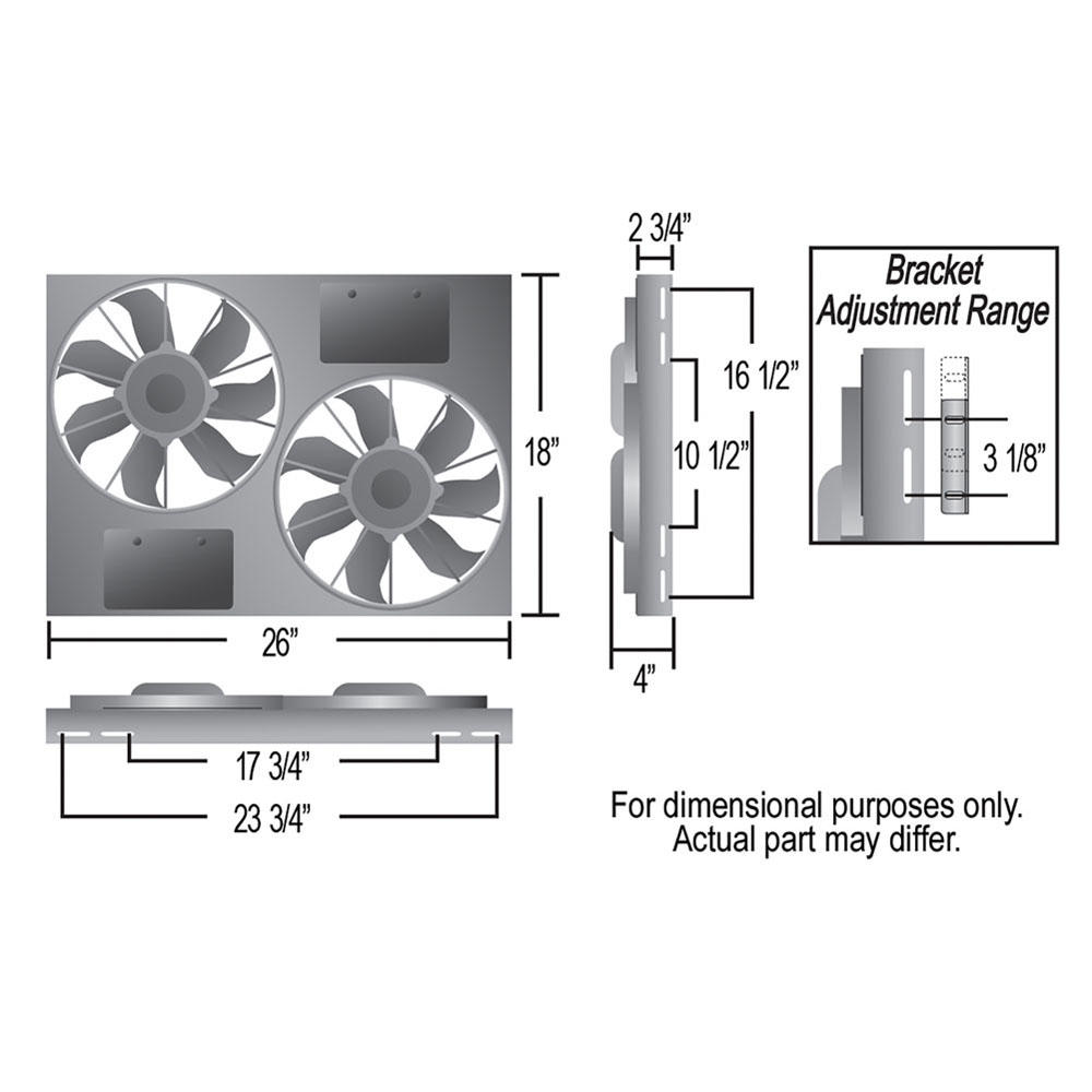 Derale Electric Fan 16927; High Output Dual RAD Fans Fan 1: 2000; Fan 2: 2000 CFM Electric 2.000 x 12.000 in. Skewed 