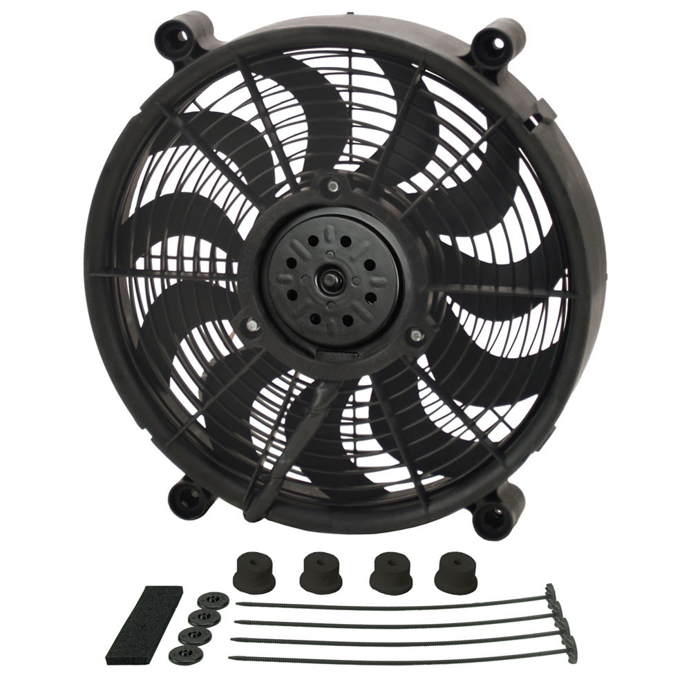 Derale Electric Fan 18214; High Output Single RAD High: 2100; Low: 1500 CFM Electric 14.000 in. Skewed 