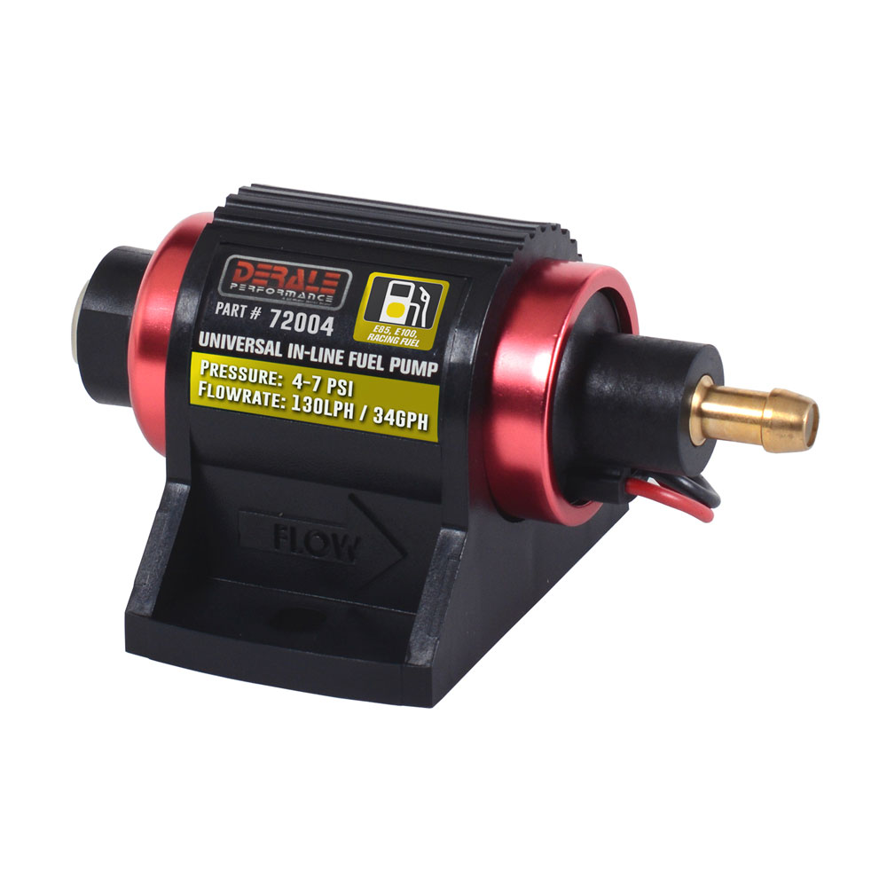 Derale Electric Fuel Pump 72004; 130 LPH E85, Ethanol, Methanol, Racing Fuel 