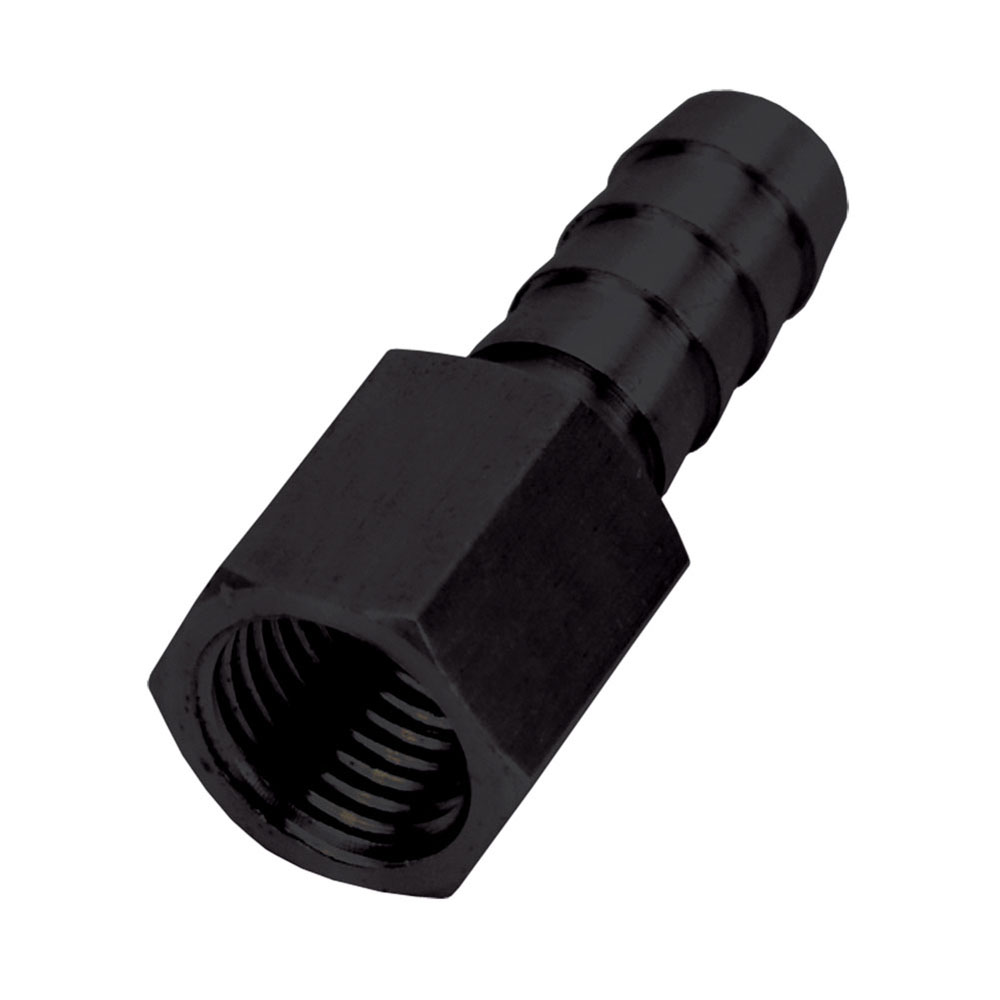 Derale Pipe Fitting 98104; NPT to Hose Adapter Black 1/4 in. NPT Female Straight 3/8 in. Hose Barb 