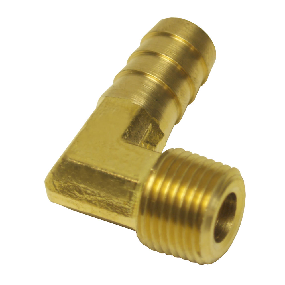 Derale Pipe Fitting 98234; Adapter Natural 3/8 in. NPT Male 90 deg. 1/2 in. Hose Barb 