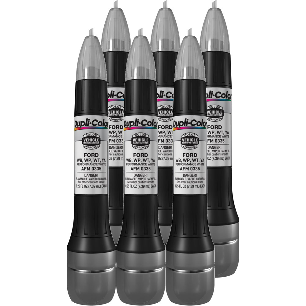 Photo for Duplicolor Paint AFM0335(6-PACK); Scratch Fix All In 1 Exact Match 0.25 oz. Pen, Brush Performance White for Ford WB, WP, WT, YA 