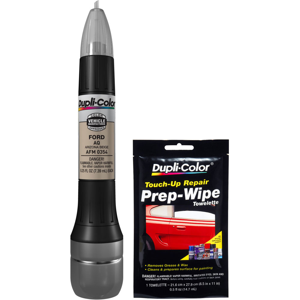 Photo for Duplicolor Paint AFM0354(BUNDLE); Scratch Fix All In 1 Exact Match 0.25 oz. Pen, Brush Arizona Beige for Ford AQ, AQ 