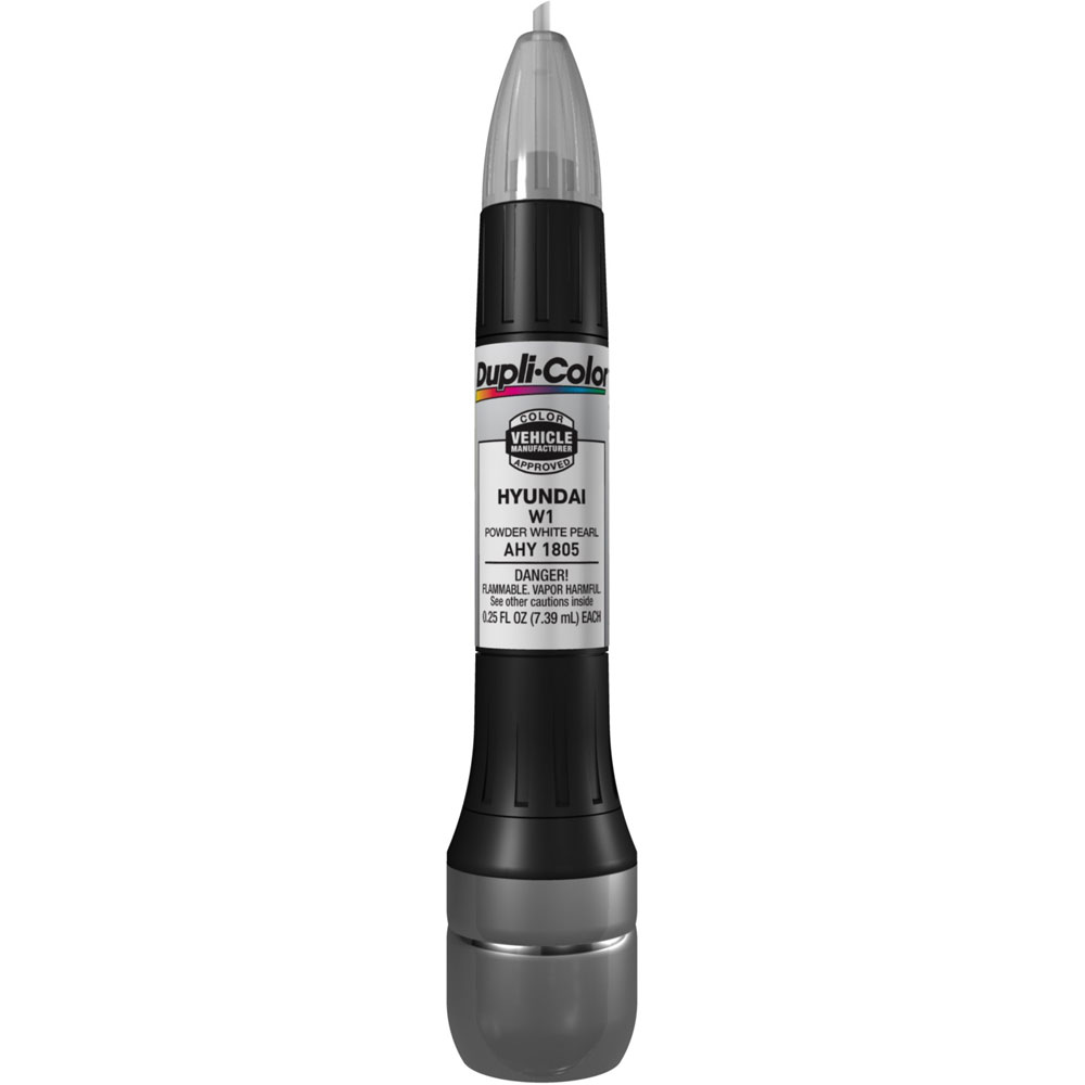 Duplicolor Paint AHY1805; Scratch Fix All In 1 Exact Match 0.25 oz. Pen, Brush Powder White Pearl W1 for Hyundai 