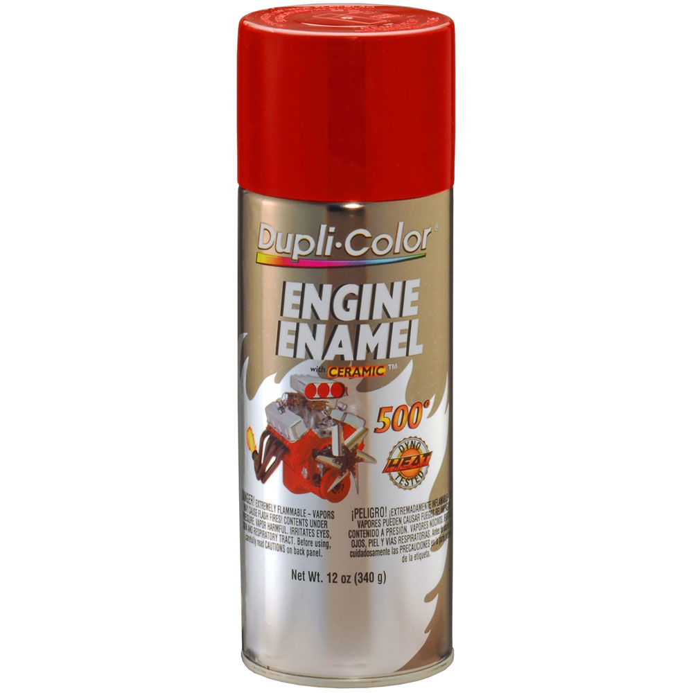 Duplicolor Paint DE1605; Engine Enamel with Ceramic 12.00 oz. Aerosol Ford Red 500 deg. F Intermittent 